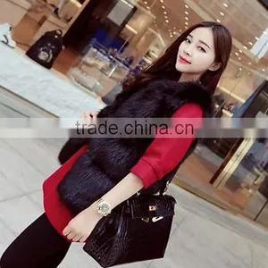 Fashion Woman Fox Fur Vest Without Collar thumbnail-5