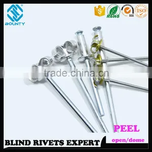 HOT SELLING OPEN END MANUFACTURER DOME HEAD ALUMINUM POP PEEL TYPE RIVETS thumbnail-1