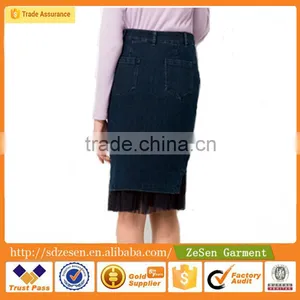 Women's Black Maxi Denim Petticoat Oem Service Elastic Waist Long Pencil Jeans Skirt thumbnail-5