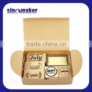 5pcs High Quality Custom DIY Rubber Wooden Stamp Set With Ink Pad thumbnail-3