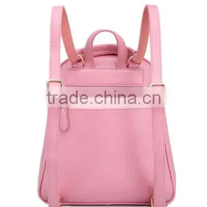 Hot Pink Leather Girls Backpack , Shopping Travel Bag thumbnail-2