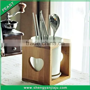Ceramic and Bamboo Stand for Spoons and Forks thumbnail-1