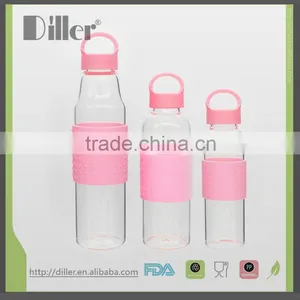 Private Label Eco-friendly Unbreakable Glass Water Bottle With Silicone Sleeve thumbnail-2