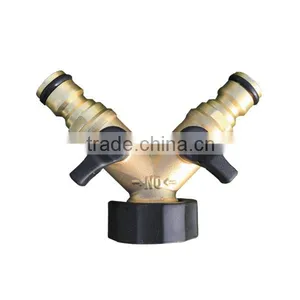 3/4" BSP Threaded 2 Way Y Brass Tap Manifold Water Hose Splitter,Turn One Tap Into Two thumbnail-1