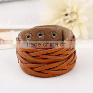 Unisex Wrap Cuff Bangle Punk Leather Bracelet Women Mutil Layers Bracelet thumbnail-5