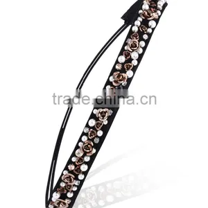 Womens Fashion Chain Jewelry Hollow Rose Flower Elastic Hair Band Headband thumbnail-3