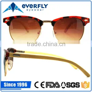 Beautiful Stylish Custom Design Metal Acetate Front Sunglass Slim Temple Bamboo Wood Sunglasses Quality Choice thumbnail-1