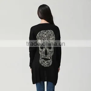 Wool Sweater Design for Girl Black Printed Long Fashion Style thumbnail-1