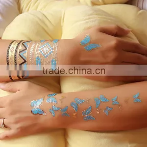 Metallic Temporary Tattoos Flash Gold Silver Tattoo Sticker Bling Henna Tatoo thumbnail-6