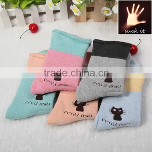 2015 New Winter Korean Cute Kitten Nap Socks Thick Cotton Socks Microfiber Cozy Socks Factory Direct Offer thumbnail-1
