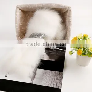 Factory Fur Scarf for Girls With Fashion Shiny Beads Real Fox Fur Scarf Wor Warm Winter KZ160083 Supplier's Choice thumbnail-2
