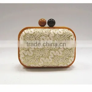 Glitter Woody Hard Case Box Clutch With Kiss Clasp thumbnail-1