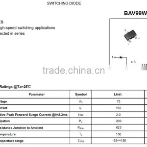 BAV99W Switching Diode, 100V 150mA, SC-70 thumbnail-1