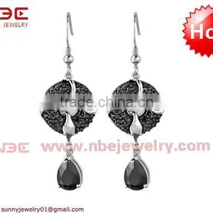 Earrings 925 With Black AAA cz Stone thumbnail-1