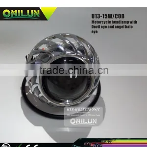 Factory Price LED Motorcycle Headlight With Angel Halo Eyes thumbnail-1