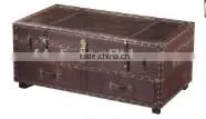Long Brown Leather Bedside Table thumbnail-1