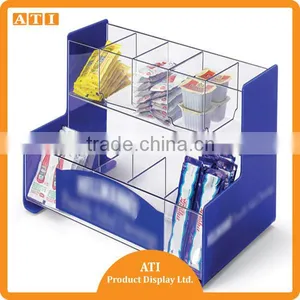 Blue and Clear 4 Tiers Acrylic Cosmetic Merchandise Stock Holder for Cosmetic thumbnail-2