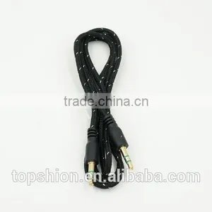 Braided Car Aux Audio Cable Usb Cable 3.5mm Stereo Audio Cable Male to Male thumbnail-2