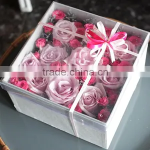 2016 Luxury Rose Delivery Round Packaging Gift Box Acrylic Flower Box thumbnail-2