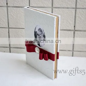 Elegant White Lace Wedding Guest Book Wiht Photo Frame Put Your Own Photo on the Book thumbnail-1