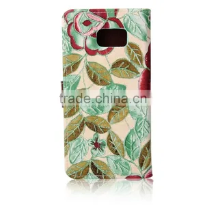 for Samsung Galaxy S6 Ege Plus Flower Design Case, 2015 Leather Flip Cover Case With Card Slot for Samsung Galaxy S6 Edge Plus thumbnail-3