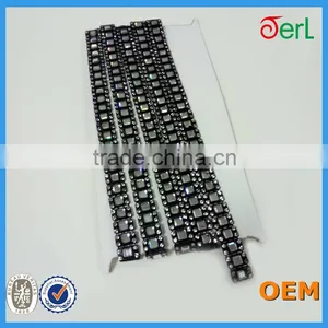 Sew-on Square Glass With Clear Diamond on Black Base Setting Rhinestone Applique Trimming for Garment Supplies thumbnail-6