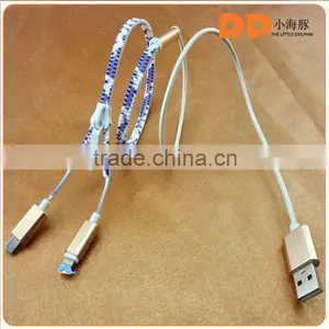 Get Free Sample Long Length Colorful Zipper Usb Cable 2 in 1 Metal Connector thumbnail-5