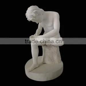 Hand Carved White Marble Nude Young Man Figure Statue thumbnail-1