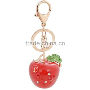 Colorful Crystal Rhinestone Accessories 3D APPLE Shape Key Chains and Key Rings thumbnail-2