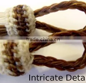 Western Decor Cowboy Brown/White/Black HAT BAND Woven Horsehair Dip Dye Horse Hair Tassel thumbnail-1