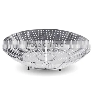 Stainless Steel Foldable Food Vegetable Steamers Basket Kitchen Cooking Veggie Collapsible Insert Healthy Adjustable Steamer thumbnail-2