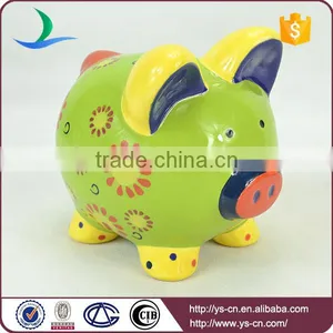 2015 Newest Ceramic Lovely Green Decal Piggy Bank With Coin Counter thumbnail-3