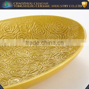 Wholesale Home Yellow Ceramic Dessert Dry Fruit Plate Decoration thumbnail-4
