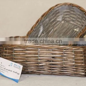100%Handmade Willow Garden Wicker Basket for Flower Plants With Plastic Liner Wicker Flower Pots thumbnail-1