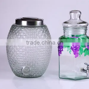 Hexagonal Glass Beverage Dispenser With Glass Lid thumbnail-1