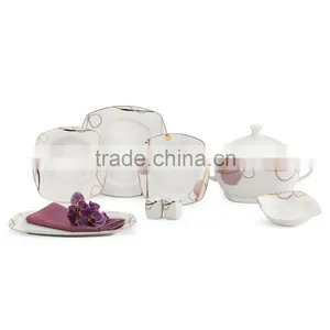 Wholesale High Quality China Porcelain Crokery Sqaure Shape 20pcs Dinnerware Set 125pcs Dinner Set thumbnail-1