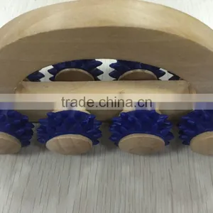 High Quality 8 Wooden Roller Rolling Ball Wheel Massager Slimming Care Fitness Massage Tool thumbnail-2