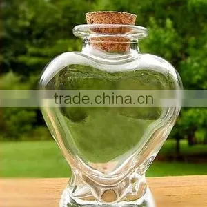 Heart Shaped Glass Bottle With Cork thumbnail-1