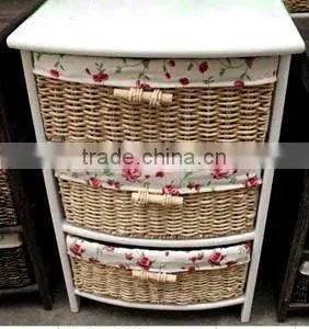 Lovery Handmade Wicker &wood Drawer Cabinet /wicker or Willow Storage Cabinet With 3 Basket(manufacture) thumbnail-1