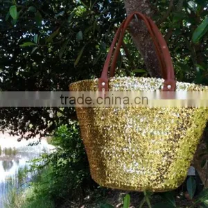 Eco Friendly Natural Bamboo Sequin Basket With Liner thumbnail-4