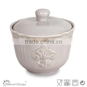 Grey With White Dots Ceramic Sugar Pot thumbnail-3