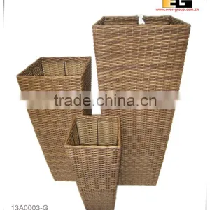 PE/Plastic Rattan Square With Liner Deco Flower Vase thumbnail-5