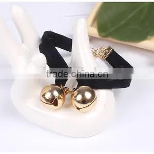Gold Bell Charms Suede Leather Bracelet thumbnail-3
