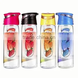 Tritan Plastic BPA Free Fruit Infuser Water Bottle Flip Top 700ml thumbnail-1