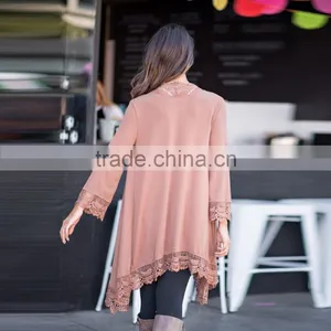 Women's Summer Casual Beach Kimono Cover Up 3/4 Sleeve Floral Lace Kimono Cardigan Swimwear Cover Up Beachwear thumbnail-5