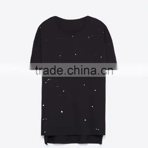 Paint Splatter T-shirt With Round Neck Short Sleeves Fancy Design Casual Bottom T-shirt For Autumn thumbnail-3