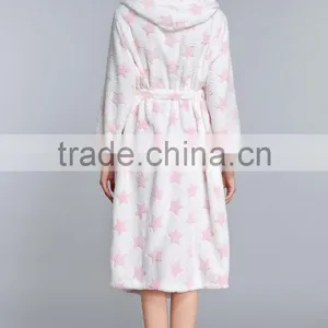 Ladies Burnout Printed Coral Fleece Bath Robe,Bathrobe/bath Gown/robe/sleepwear/nightwear thumbnail-2