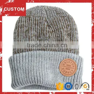 Wholesale High Quality Hip Hop Custom Leather Patch Beanies thumbnail-4