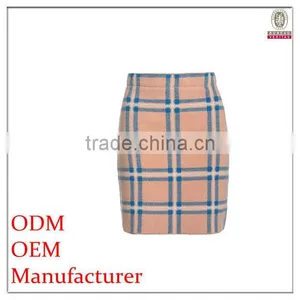 Autumn/winter Yarn Dyed 100% Wool Beautiful Long Skirts With Check in Knit thumbnail-1