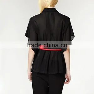High Fashion Trendy Designed Batwing Sleeves Female Office Uniform Designs Ladies Fancy Tops thumbnail-3
